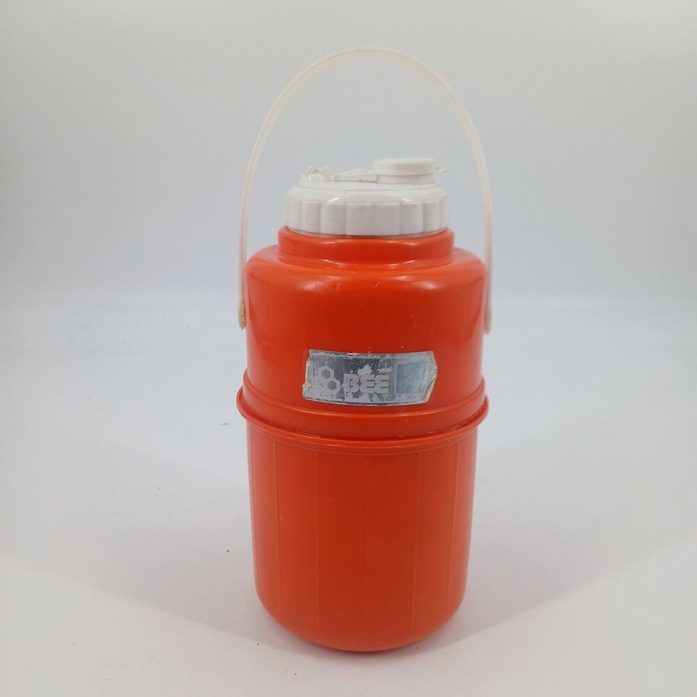Vintage Orange Bee brand insulated water cooler jug 1/2 gallon